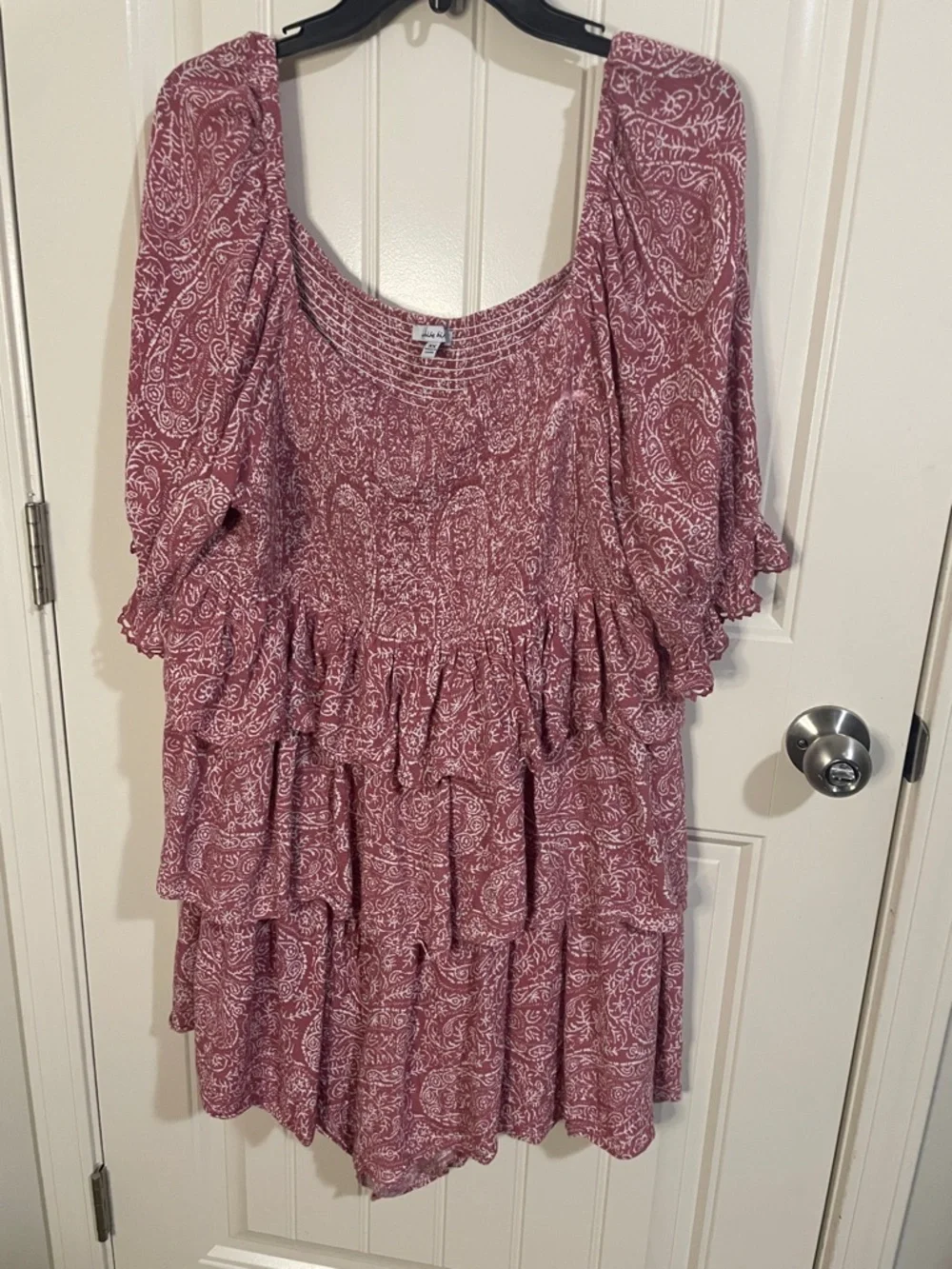 Mauve Floral Tiered Romper - Picture 3 of 4